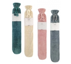 Long Hot Water Bottles with Plush Jacquard Lattice Cover