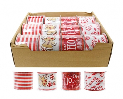 Christmas Ribbon Red White 60Mm X 2.7M