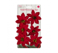 6 Small Poinsettia Clips