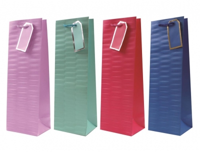 Gift Bag Embossed Brights Bottle 12 X 36 X 8cm (Assorted) m)