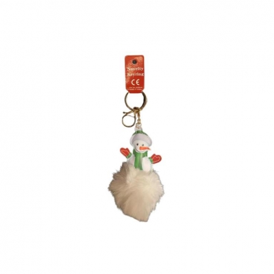 Snowman Fur Ball Keyring