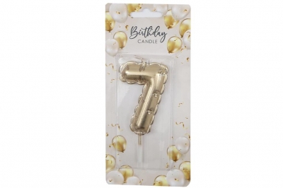 Gold Balloon Candle 6cm Number 7