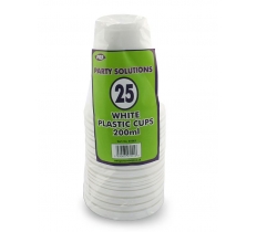 Drink Cups Plastic White 200ml 25Pc