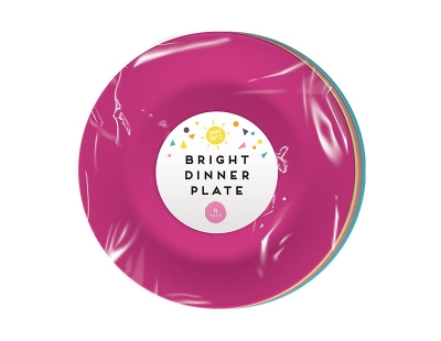 Bright Plastic Dinner Plate Dia 25cm 4pk