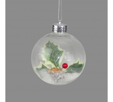 Holly Cone & Snow 10cm Bauble