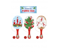 Christmas Elf Elfin Around Wooden Paddle Bat and Ball Game