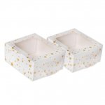 2 X Gold Star Square Treat Boxes With Window Foil
