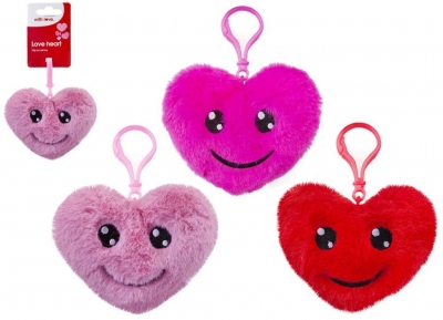 Plush 12cm Love Heart With Clip ( Assorted Colours )