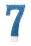 Blue Glitz Glitter Number 7 Birthday Candle