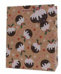 Christmas Gift bag Kraft Xmas Pudding Large(26 x 32 x 12cm)