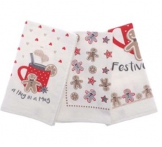 Christmas Design 100% Cotton Tea Towels Pack of 3