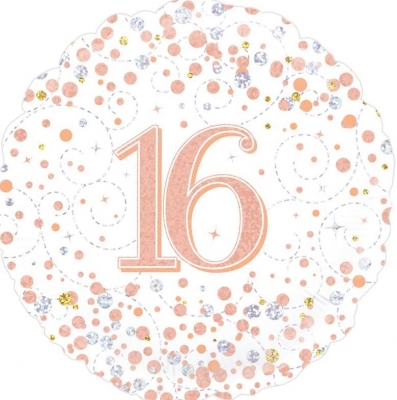 Oaktree 18" 16Th Birthday White & Rose Gold Foil Balloon