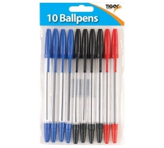 Tiger Ball Point Pen 10 Pack ( Assorted Colours )