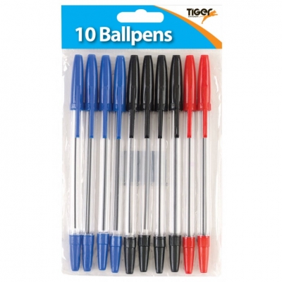 Tiger Ball Point Pen 10 Pack ( Assorted Colours )