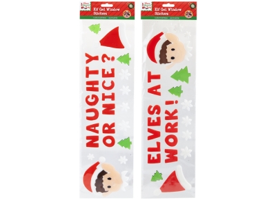 Elf Gel Window Stickers 15cm x 55cm ( Assorted Designs )