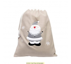 Deluxe Plush Silver Santa Christmas Sack 50cm X 70cm