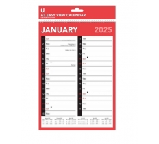 2025 Red & Black A3 Easy View Calendar