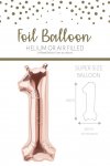 25" Number 1 Rose Gold Foil Balloon