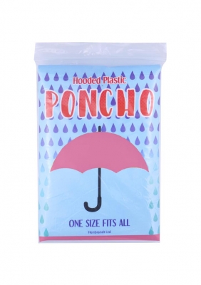 Baby Pink Hooded Plastic Poncho ( One Size )