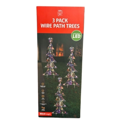 STARRY WIRE PATH TREES 3pc 80cm WARM