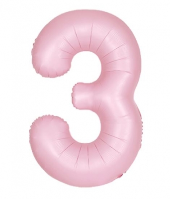 34" Unique Matte Lovely Pink Number 3 Foil Balloon