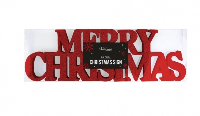 Red Merry Christmas Glitter Sign