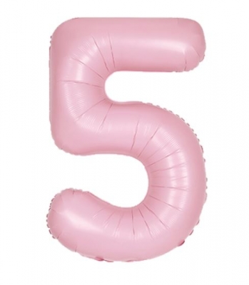34" Unique Matte Lovely Pink Number 5 Foil Balloon