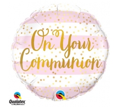 Qualatex 18" Round On Your Communion Pink Balloon