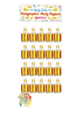 Party Poppers Gold Holographic 20 Pack