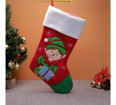 Deluxe Plush Red White Top Boy Elf Stocking 40cm X 25cm