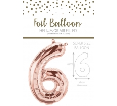 25" Number 6 Rose Gold Foil Balloon