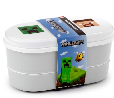 Minecraft Faces Stacked Bento Box Lunch Box with Cutlery