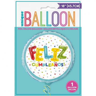 Feliz Cumpleanos Balloon Birthday Round Foil Balloon 18"