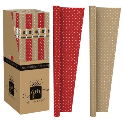 Christmas Stars Kraft Wrapping Paper 2M