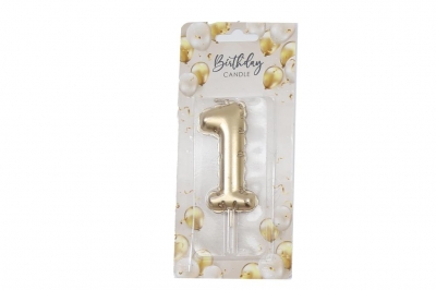 Gold Balloon Candle 6cm Number 1
