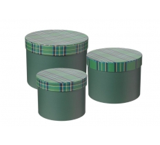 Hat Box Tartan Green Set Of 3