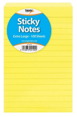 Tiger Sticky Notes Extra Large Ruled / Neon Yellow