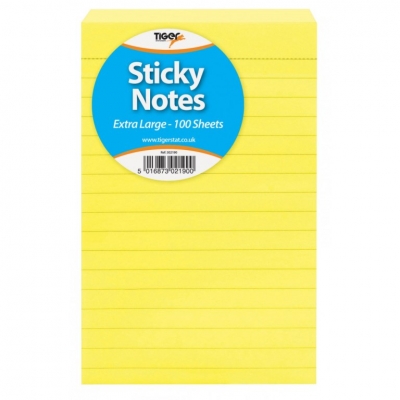 Tiger Sticky Notes Extra Large Ruled / Neon Yellow