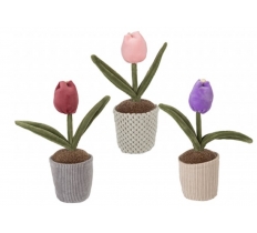 Ornamental Plush Single Tulip In Pot 24cm