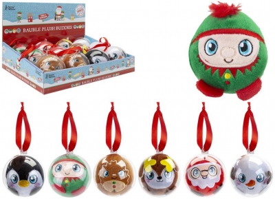 Christmas 8cm Plush Novelty Toy In Bauble ( Assorted )