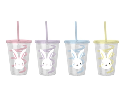 Easter Cup & Swirly Straw 650ml ( Assorted Colour )