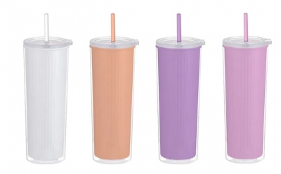 Inner Ribbed Cup With Straw 700ml