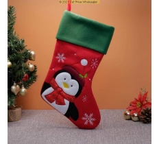 Deluxe Plush Red Green Top Penguin Stocking 40cm X 25cm