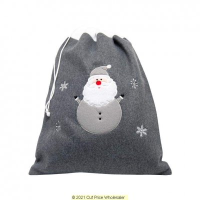 Deluxe Plush Charcoal Santa Christmas Sack 50cm X 70cm