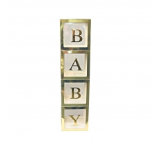 Set Of 4 Gold Baby Balloon Boxes 30cm X 30cm