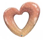 Qualatex 42" Shape Rose Gold Glitter Ombre Heart Balloon