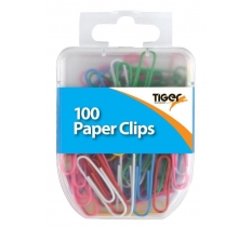 Tiger Essential 100 Paper Clips Coloured