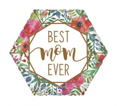 Best Mom Terrarium 18" Hexagon Foil Balloon