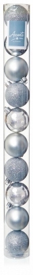 10 x 60mm Silver Multi Finish Baubles