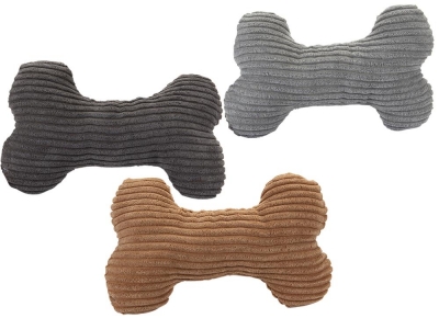 Corduroy Plush Bone With Squeaker 3 Assorted